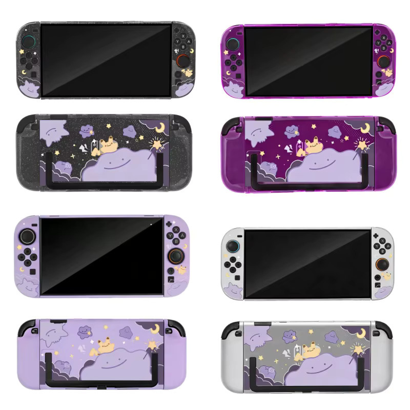 Bandai Ditto Silikon-Schutzhülle für Nintendo Switch 2 in Schwarz und Lila, kratzfest und stoßfest mit Ständerhalterung - Bild 4