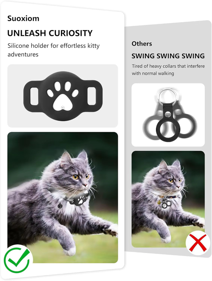 leapii Bluetooth-Tracker kompatibel mit Google Find My für Android, Haustier-Tracker für Katzen inklusive Halterung, Schwarz oder Weiß - Bild 3