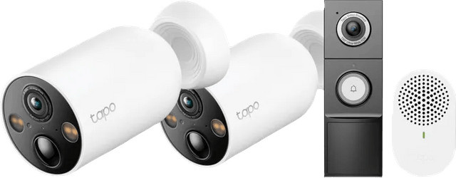 TP-Link Tapo C460 Doppelpack Wi-Fi Smart Kamera mit D235 Smart Battery & Wired Doorbell in Weiß - Bild 1