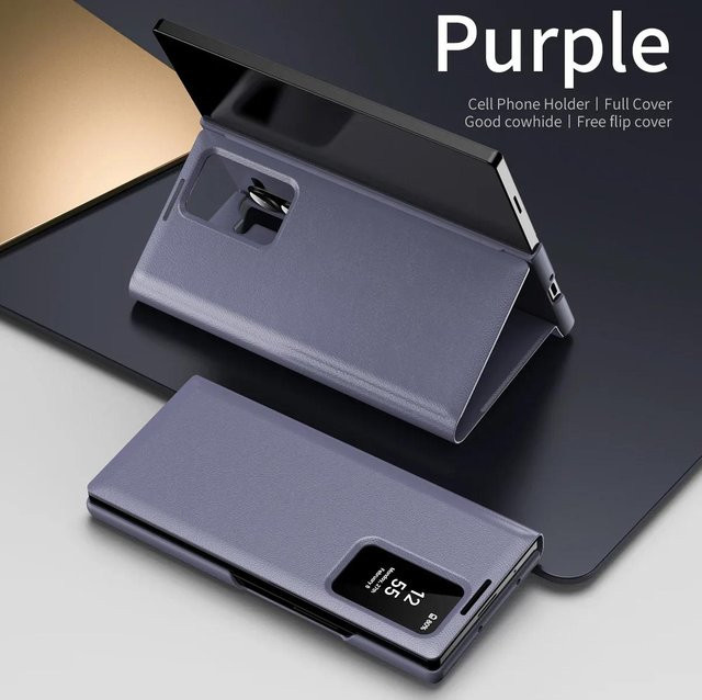 Original View Smart Window Wallet Lederhülle für Samsung Galaxy Z Fold 7 6 5 4 3 in Violett - Bild 1