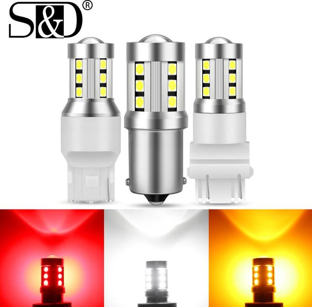LED Auto Licht für Blinker und Bremse in Rot, kompatibel mit BA15S 1156 P21W 1157 BAY15D T20 T25 7443 W21W 7440 W21/5W 3156 P27W 3157 P27/7W - Bild 1