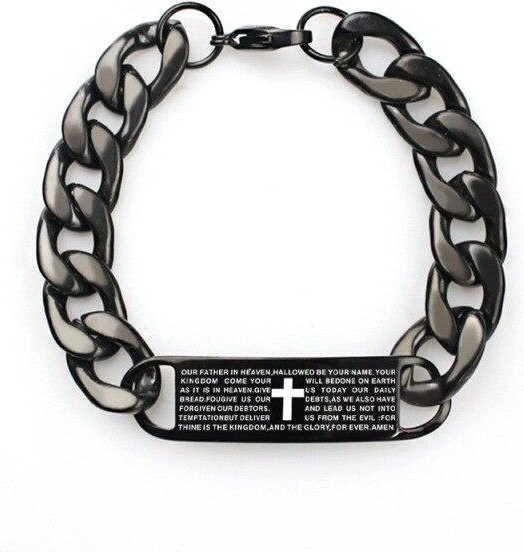 Wucifang Jewelry Armband, Bibelkreuz, Titanstahl, Herren, 19 cm - Bild 1