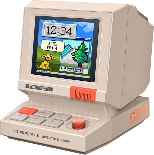 Divoom MiniToo Retro Bluetooth Lautsprecher mit Pixel Display in Beige - Bild 1
