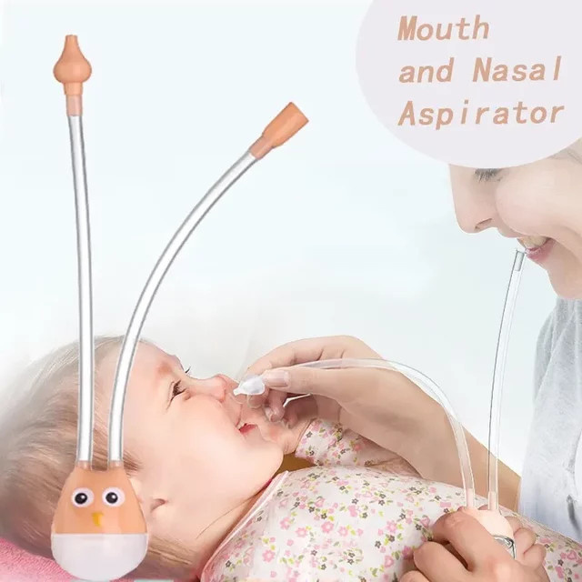 Vvocci Baby-Nasensauger mit Mundabsaugung aus Silikon in Orange für Säuglinge gegen Reflux - Bild 1