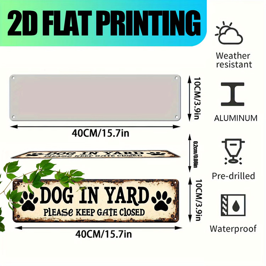 CIFBUY Pfotenabdruck-Dekoration Schild Hunde im Garten – Bitte halten Sie das Tor geschlossen, Metall, Weiß, B/H: 40,64 x 40,64 cm - Bild 6
