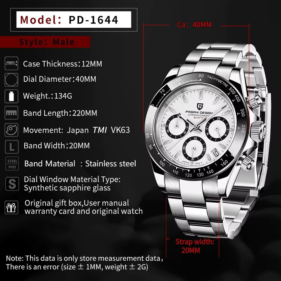 PAGANI DESIGN Chronograph, Quarz, Edelstahl, Saphirglas, Herren - Bild 5
