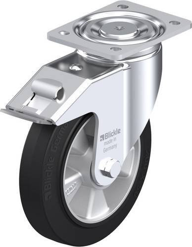 Blickle Lenkrolle LH-ALEV 200K-FI mit Feststeller, Rad-Durchmesser: 20 cm, Tragfähigkeit: 500 kg, Farbe: Schwarz/Silber - Bild 1