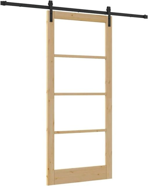 vidaXL Schiebetür ORKDAL aus Kiefer Massivholz und Glas in Natur, B: 93 cm, H: 211 cm - Bild 1