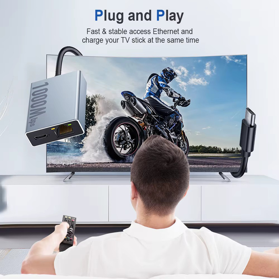 ZEXMTE 1000 Mbit/s Ethernet Adapter mit USB-C und Micro USB für Chromecast 4K Google TV, Smartphones und Android Tablets - Bild 5