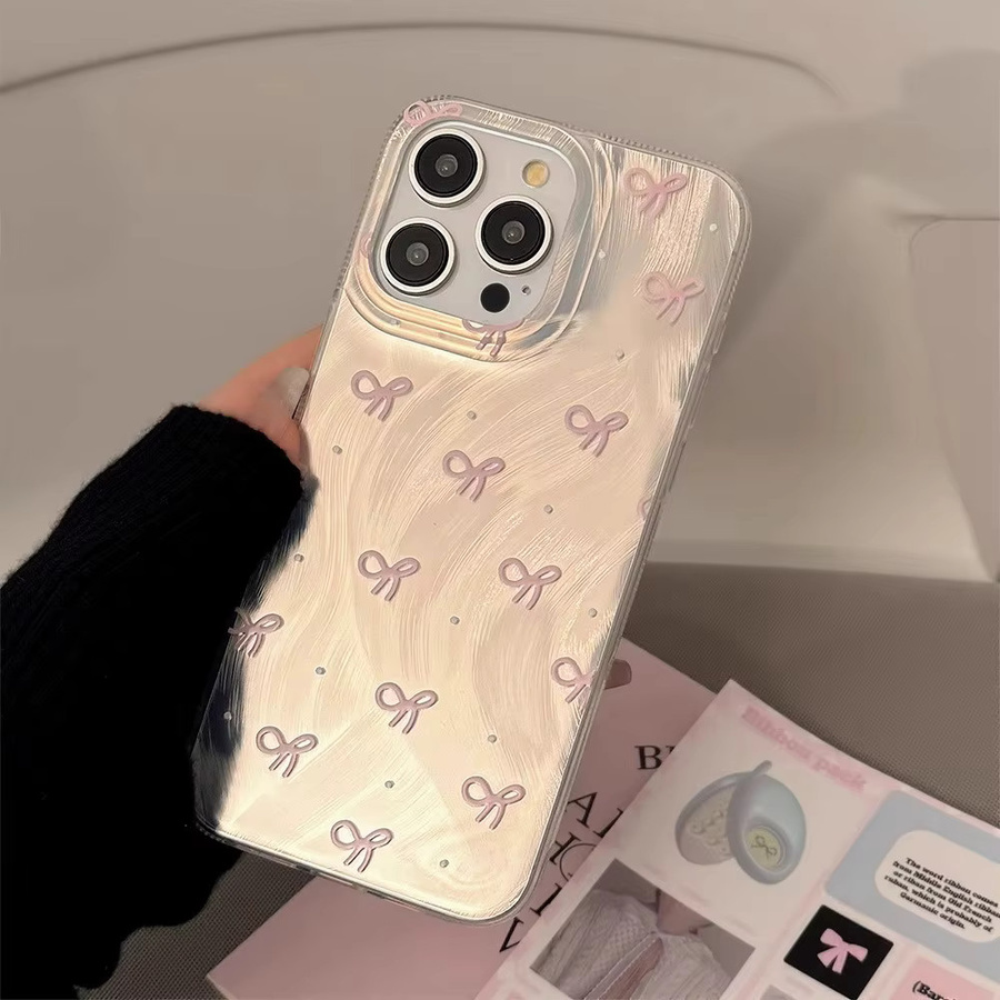 Luxuriöse Stoßfeste Schutzhülle mit Laser-Silber Schleifenknoten und Rosa Herz für Xiaomi Poco X7 X6 X5 M6 PRO X3 NFC M5S C75 C71 C65 C61 - Bild 1