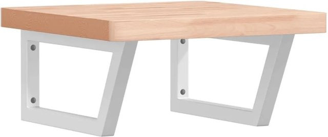 vidaXL Waschbeckenregal zur Wandmontage aus Stahl und Buche Massivholz in Weiß und Braun - Bild 1