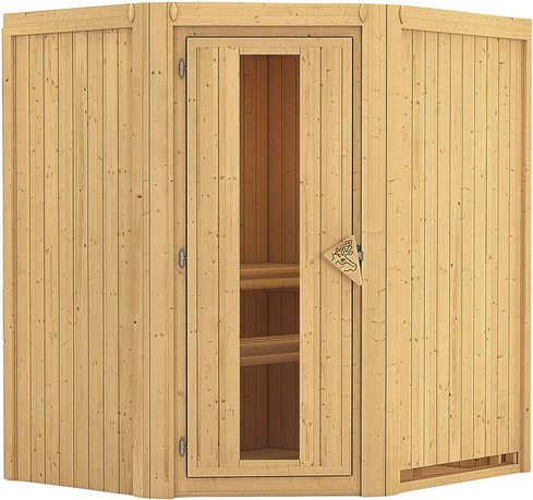 Karibu Sauna Narva für 3 Personen aus Fichte in Beige ohne Ofen B: 198 cm, T: 170 cm, H: 151 cm - Bild 1