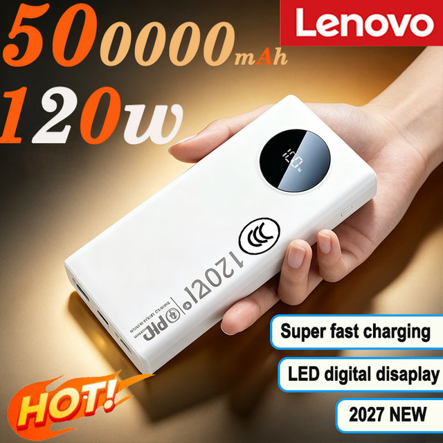 Lenovo HOT CCC PowerBank mit 50000mAh Kapazität, 120W Superschnelles Laden, PD20W und LED Digital-Display in Schwarz - Bild 1