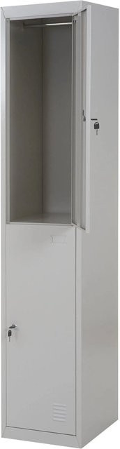 Proregal Schließfachschrank aus Metall in Grau mit Schloss und Kleiderstange, H x B x T: 185 x 38 x 45 cm - Bild 1