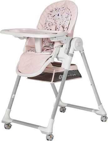 Kinderkraft Hochstuhl LASTREE in Pink mit Terrazzo-Design, verstellbar und mit Rollen