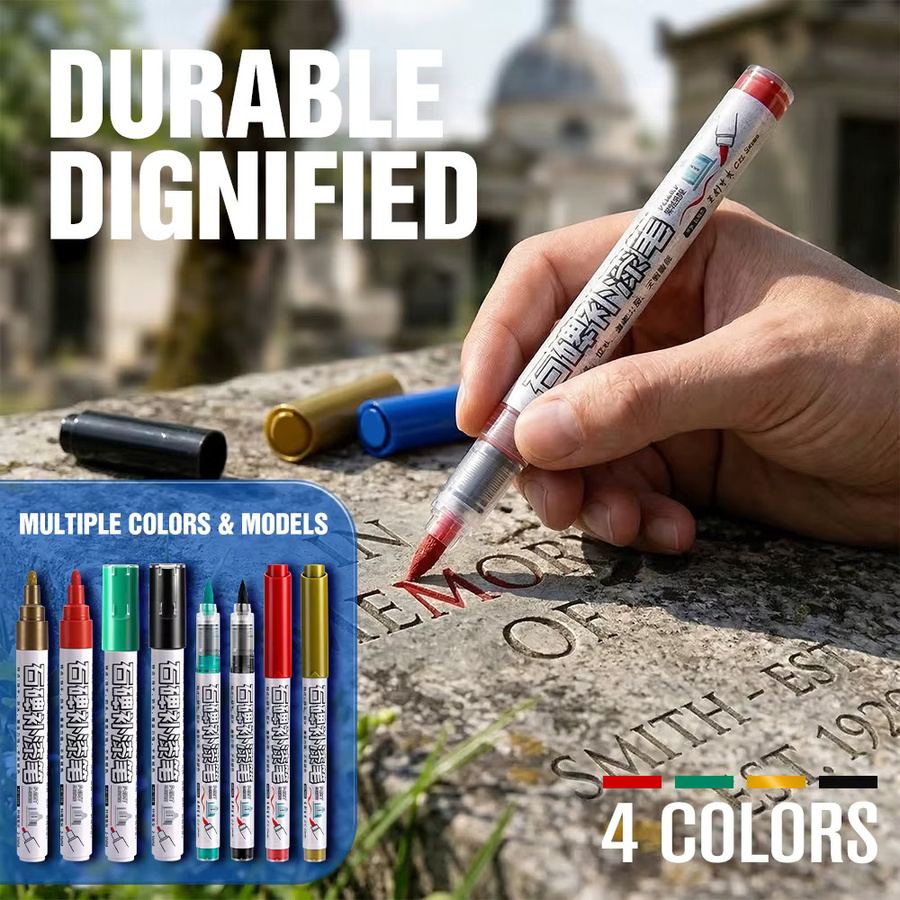 ART WALKER Grabstein-Markierstift Set mit 4 Farben, professioneller wasserfester Inschriftreparatur-Stift zur Dekoration und Ausbesserung, Multicolor - Bild 5