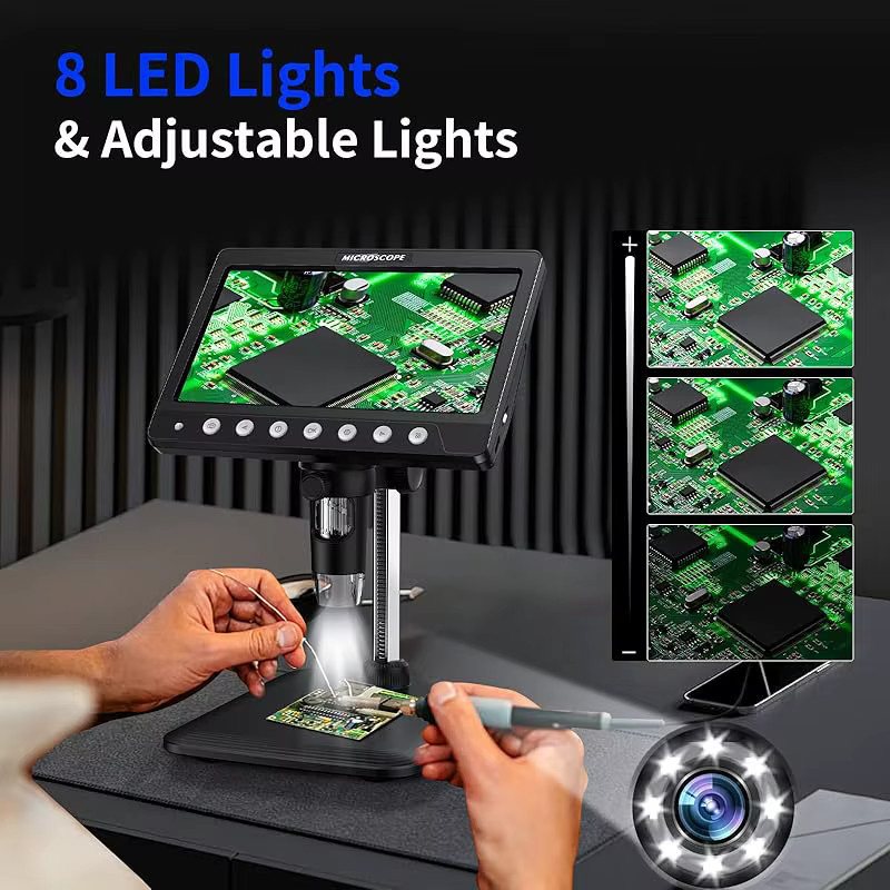 INSKAM Digitalmikroskop, 50- bis 1200-fache Lupe, 8 LED-Leuchten, Black - Bild 3