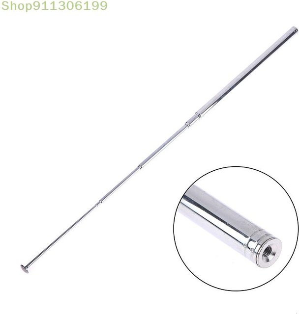 SD&HI Teleskop-Edelstahlantenne für FM AM Radio, elastisch, Farbe: Silber, Länge: 140 cm - Bild 1