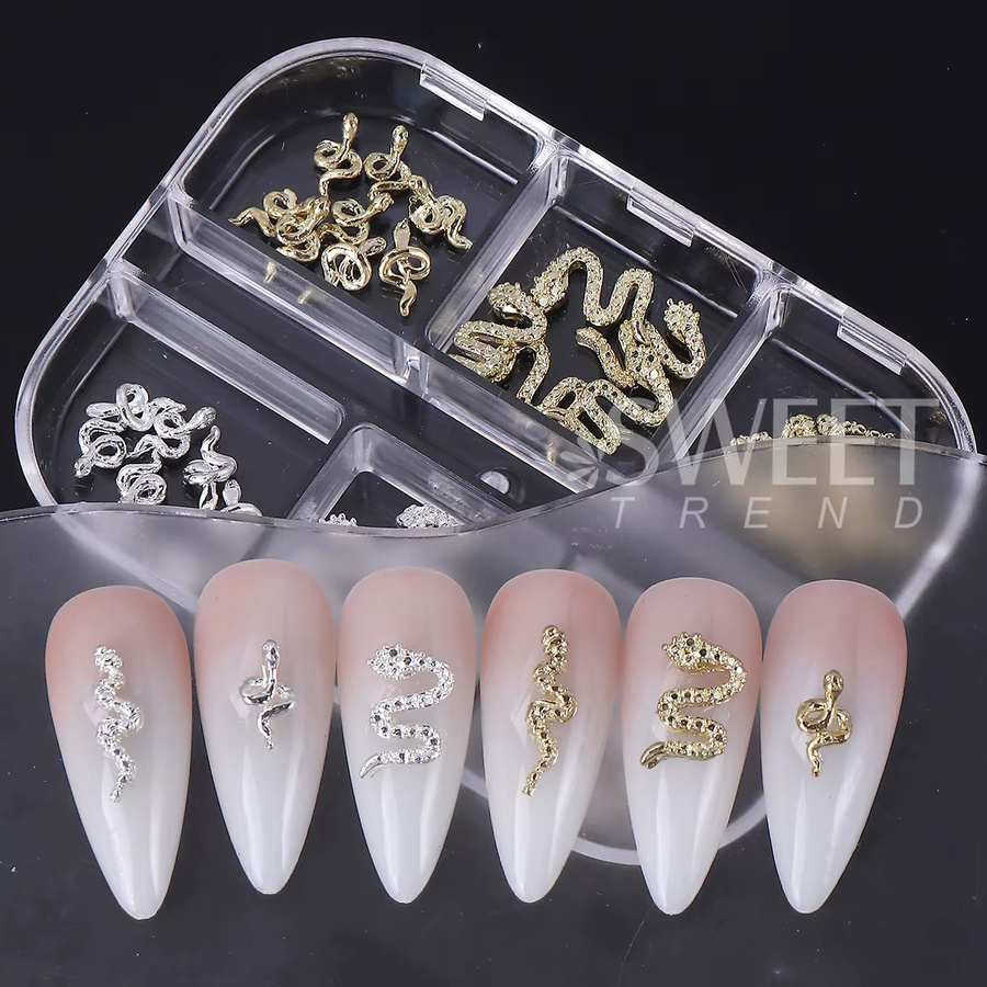 SWEET TREND Nagelzubehör Strass Schlange Nieten, Gold Silber Metallic - Bild 6