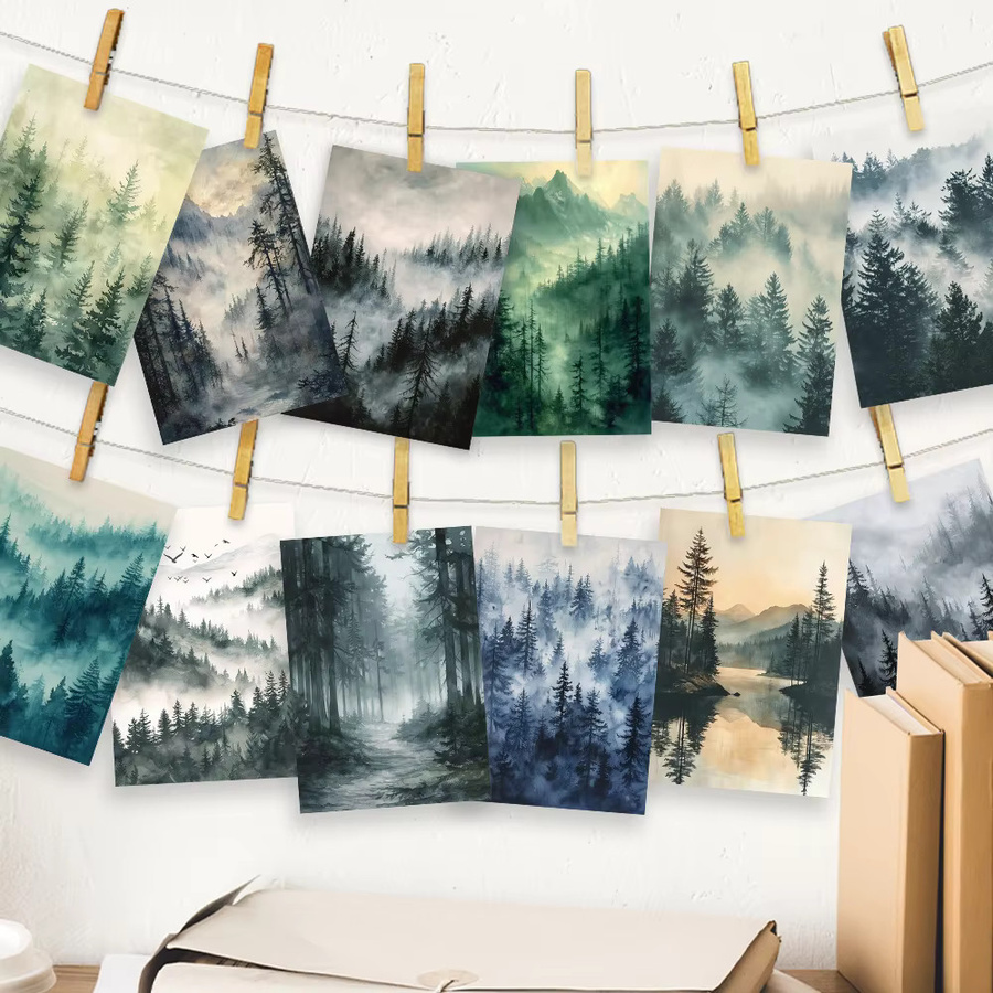 32 Stück Misty Forest Postkarten aus Papier in Multicolour für deine Natur-Dekoration - Bild 6