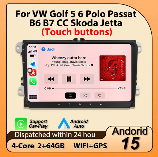 MEKEDE Android 15 Autoradio mit 9 Zoll IPS-Bildschirm für Volkswagen Passat B6 B7 Golf 5 6 Polo Jetta und Skoda, Multimedia-Player mit Bluetooth und Carplay in Schwarz - Bild 1