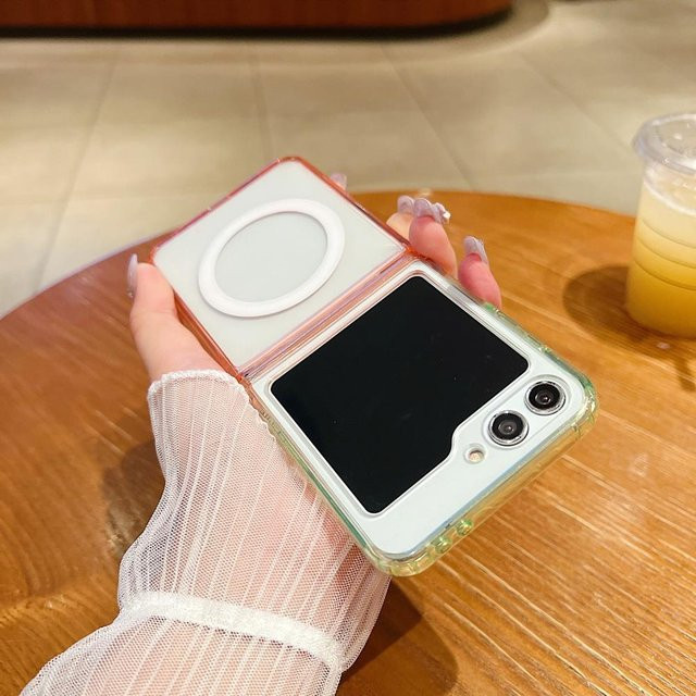 Magnetische Handyhülle mit Farbverlauf für Samsung Galaxy Z Flip 7 6 5 4 3 FE, transparent, kompatibel mit kabellosem Laden, Hartschale - Bild 1