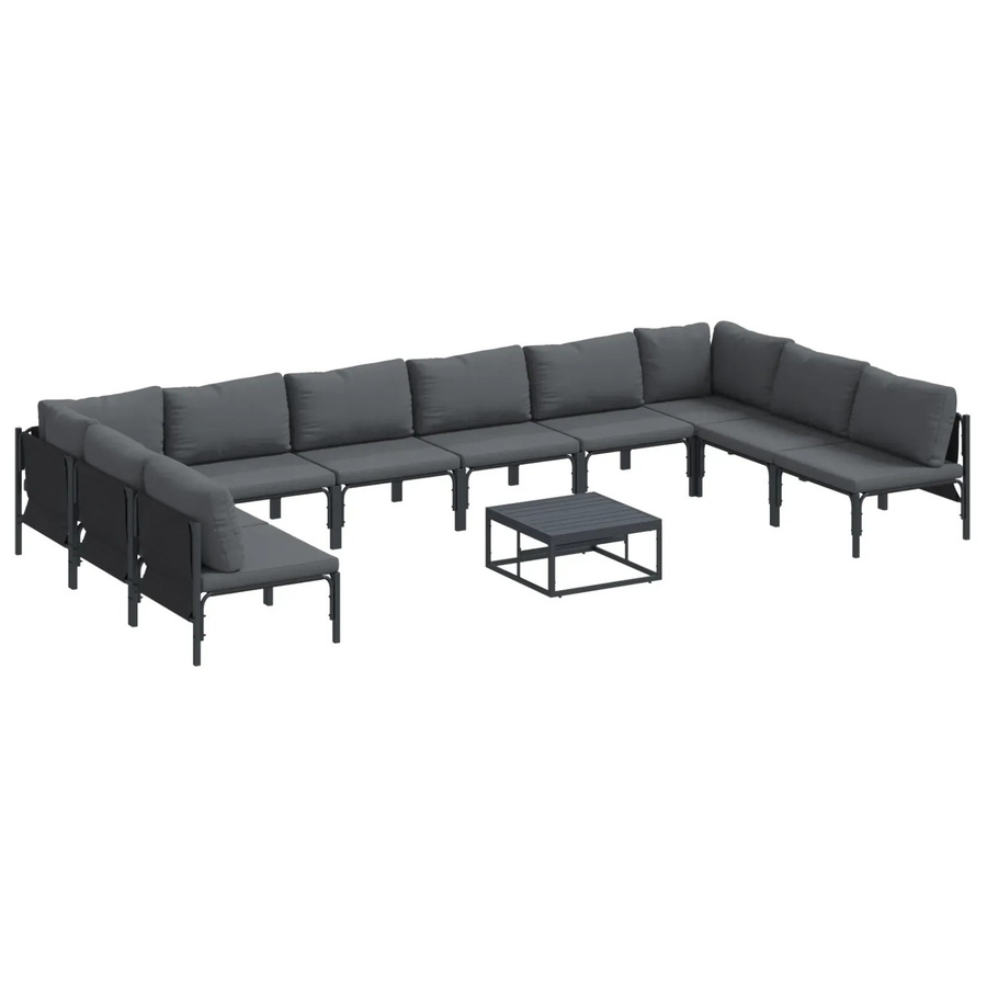vidaXL Garten-Sofa-Set 11-teilig aus Stahl in Anthrazit - Bild 2