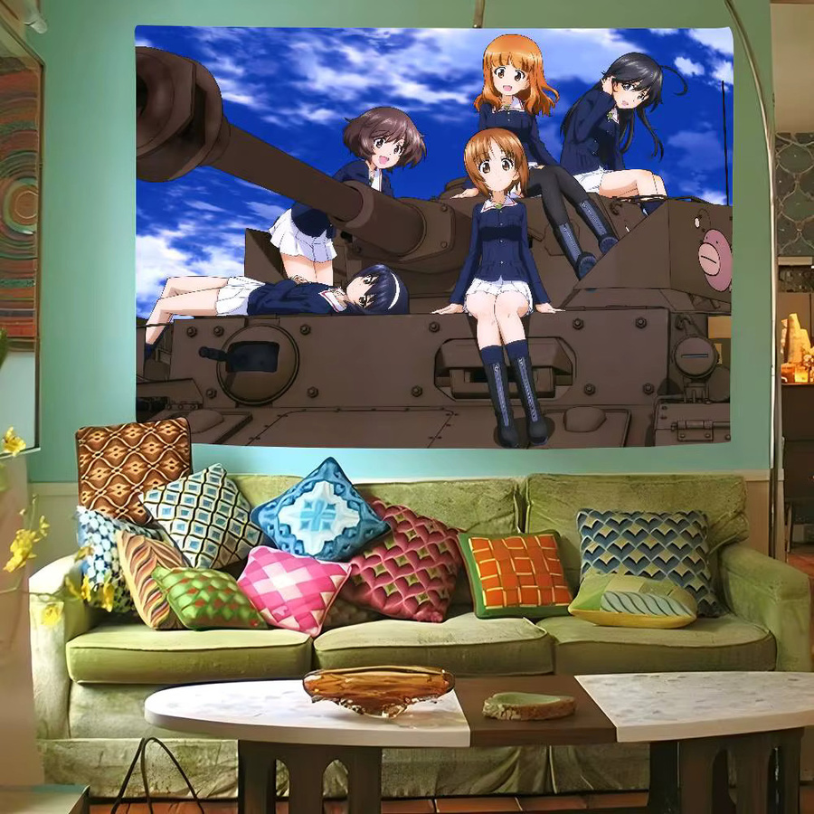 Mesuca Party Banner Japanische Anime Mädchen und Panzer Fotokulisse für Geburtstag und Fotostudio, Mehrfarbig, 70 x 70 cm - Bild 5