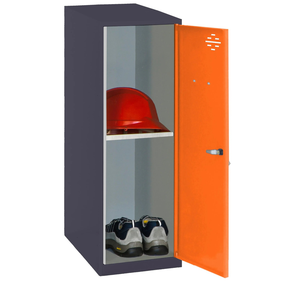 PROREGAL Schließfachschrank AMEGO Spind aus Metall mit Schloss und Fachboden, Farbe: Orange-Anthrazit, H x B x T: 91,5 x 40 x 50 cm - Bild 2