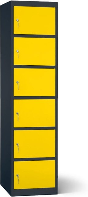 rotstahl Akku-Ladeschrank mit 6 Fächern in Anthrazitgrau und Gelb, B: 45 cm, H: 180 cm - Bild 1