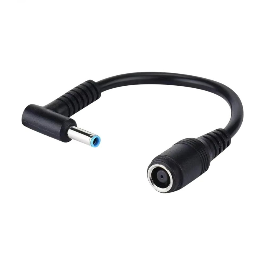 BSN DC-Ladegerät-Konverter Adapter mit blauen Spitzen, 7,4 mm auf 4,5 mm Anschlusskabel für HP und Dell, Schwarz/Blau - Bild 1