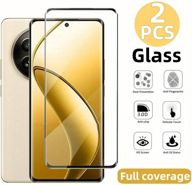 2er-Pack Displayschutzfolie aus gehärtetem Glas für Realme 14 13 Pro 13 Pro Plus 12 5G 12 Plus 12 11 Pro+ 11 5G, transparent und fingerabdruckbeständig - Bild 1