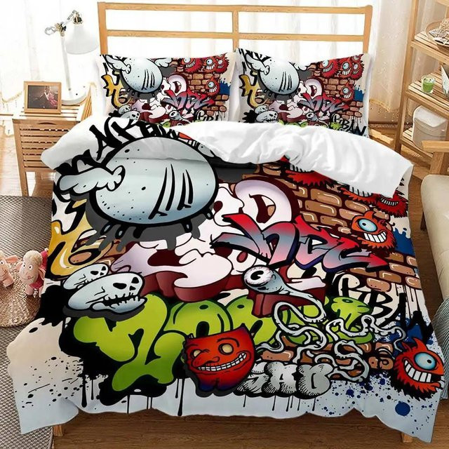 Bettwäsche-Set Urbanes Graffiti von JMG Household Supplies aus Mikrofaser, Mehrfarbig, Breite: 150 cm, Länge: 220 cm - Bild 1
