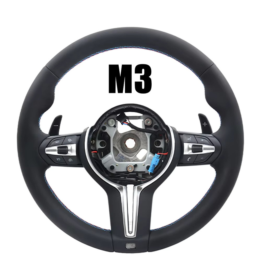 M Sport Lenkrad in Schwarz aus PU-Leder mit Schaltwippen passend für BMW 2er 3er 4er Serie F30 F31 F32 F33 F34 F36 F44 - Bild 2