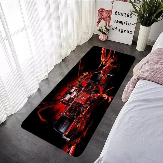 Karpetti Teppich F1 Rennfahrer 33 Design, Rutschfeste Bodenmatte für Wohnzimmer, Balkon oder Eingangsbereich, B/H: 40 x 120 cm, Mehrfarbig - Bild 1