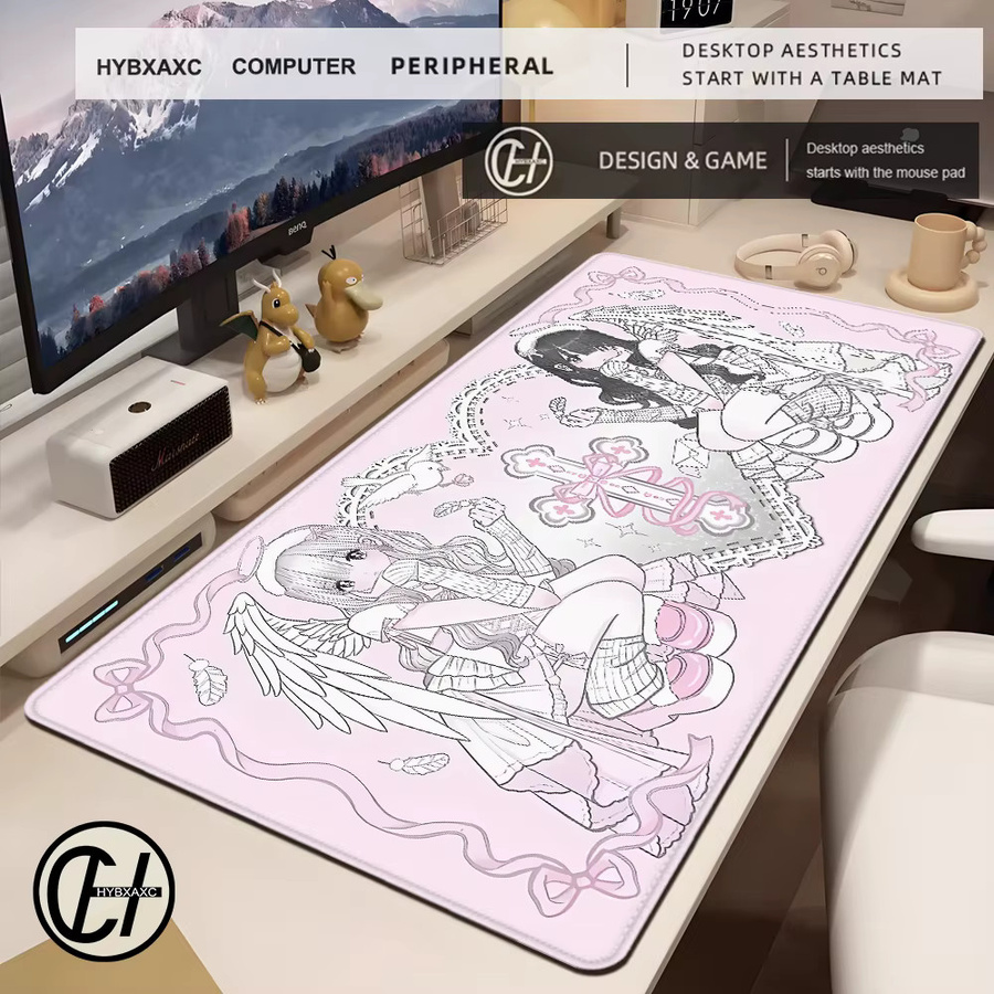 Wasserdichtes Gaming Mauspad mit Cartoon-Maus-Design von HYBXAXC in Weiß oder Pink - Bild 4