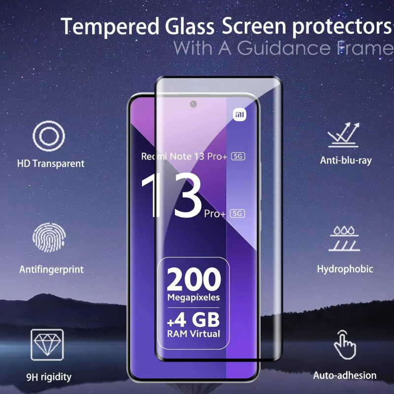 3er-Set Gebogenes Gehärtetes Glas Displayschutz für Xiaomi Redmi Note Serie Pro S Turbo T R E SE Lite Max Plus 5G, Transparent, 9H HD - Bild 2