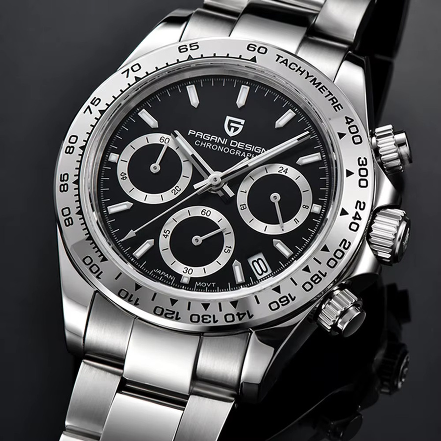 PAGANI DESIGN Chronograph, Edelstahl, Quarz, 40 mm, Herren, Schwarz - Bild 2