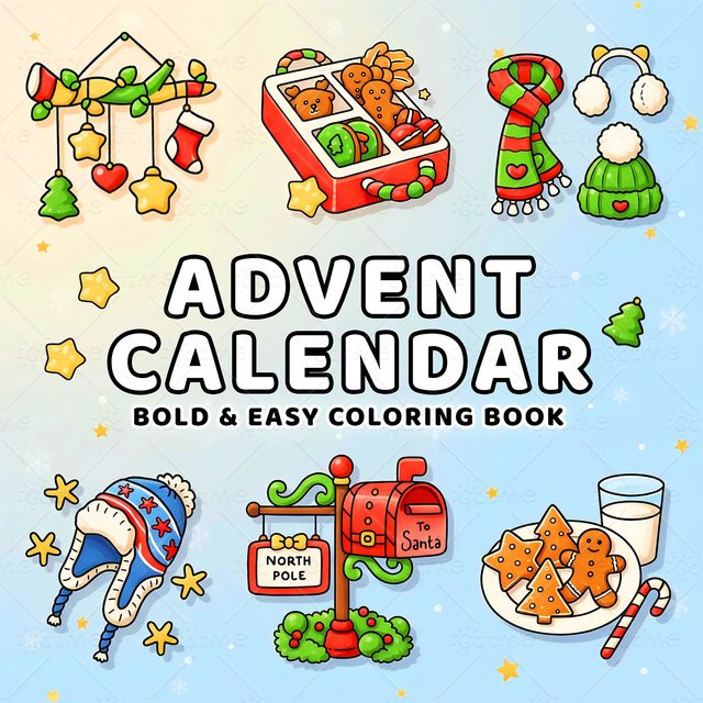 ADVENT CALEINIIDAIR Malbuch für Erwachsene, Weihnachtsthema, Malbuch - Bild 1