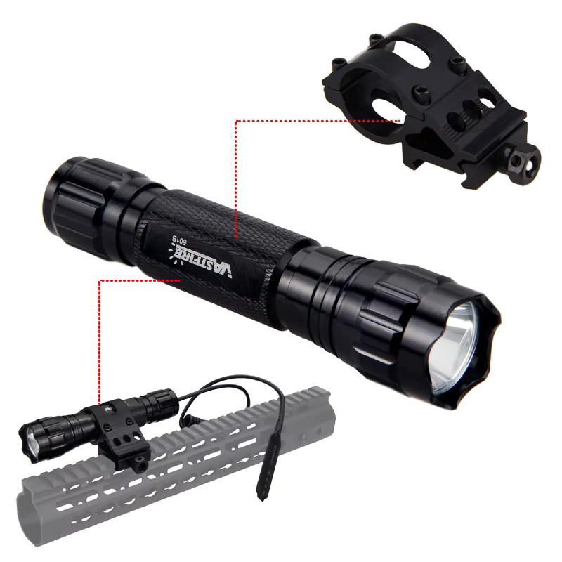 VASTFIRE Taktische LED Taschenlampe mit rotem Licht, High Power Scheinwerfer für Jagd und Nacht, Schwarz/Rot - Bild 5