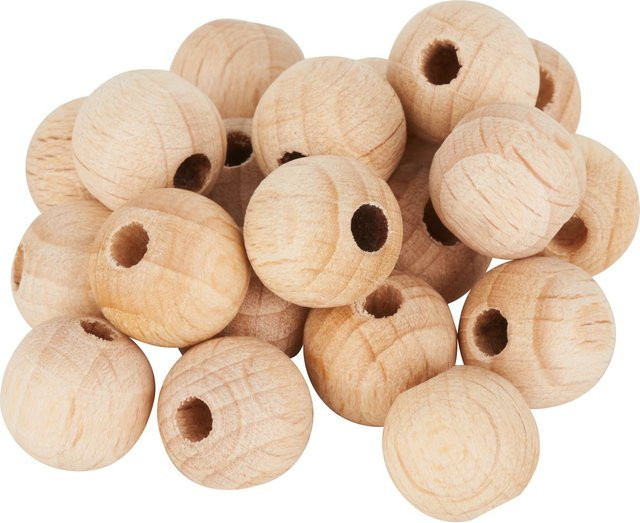VBS Holzkugeln aus Buchenholz durchgebohrt, Farbe: Beige/Natural, Durchmesser: 10 mm, 20 Stück - Bild 1