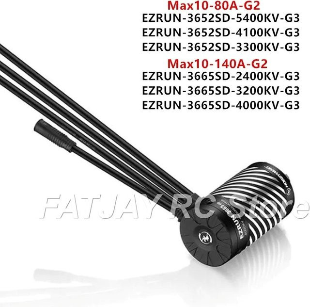 Hobbywing EzRun Max10 G2 80A 140A ESC FATJAY 3652 3665 G3 Bürstenloser Motor Antriebssystem, 1/10 RC Auto - Bild 1