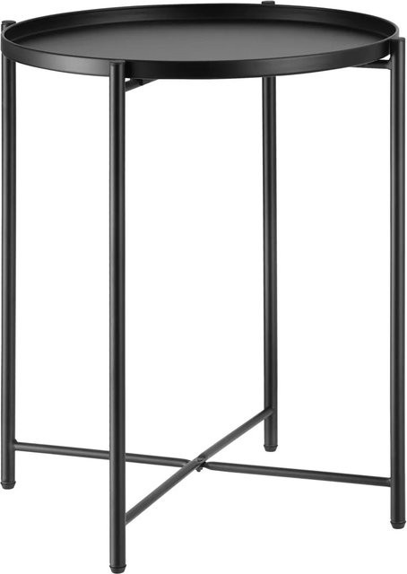 tectake Beistelltisch Chester aus Stahl in Schwarz mit abnehmbarer Ablage, B/T/H: 45,5 x 45,5 x 53 cm - Bild 2