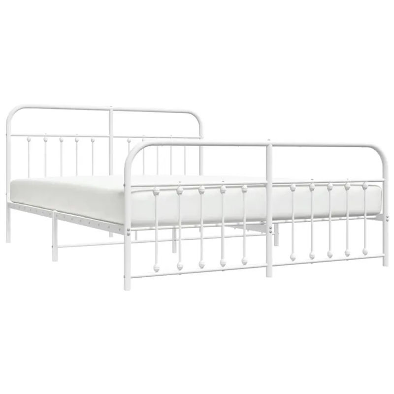 Vidaxl Metall-Bettgestell mit Kopfteil und Fußteil in Weiß, B/T/H: 183 x 213 cm - Bild 3