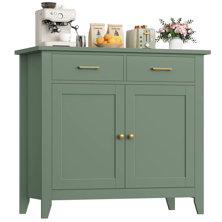 Getone Küchenschrank mit Arbeitsplatte als Sideboard und Buffetschrank mit 2 Schubladen und 2 Türen in Schwarz oder Grün, modern und matt - Bild 1