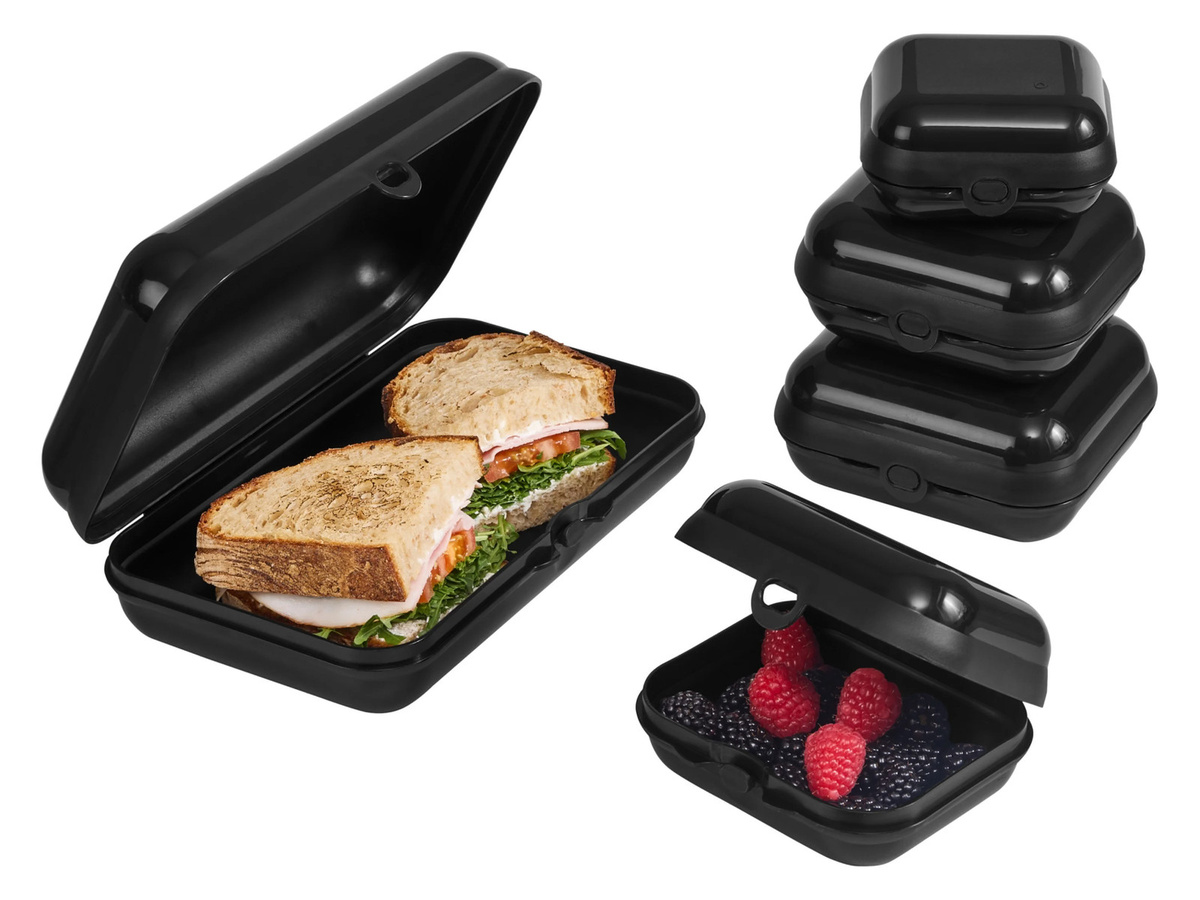 SILVERCREST® Brotdosen-Set, 5-teilig, schwarz, aus Kunststoff, mikrowellenfest, spülmaschinenfest und stapelbar - Bild 2