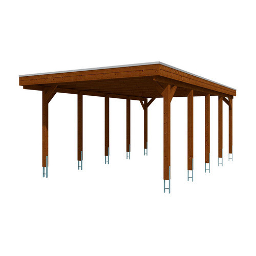 SKANHOLZ Carport Friesland aus Fichte mit EPDM-Dach in Nussbaum Braun, B: 402 cm, T: 708 cm - Bild 3