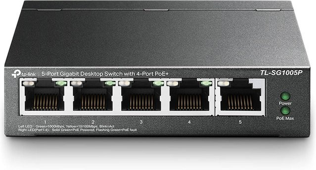 TP-Link TL-SG1005P Netzwerk-Switch, Unmanaged Gigabit Ethernet mit PoE-Funktion, Schwarz - Bild 2