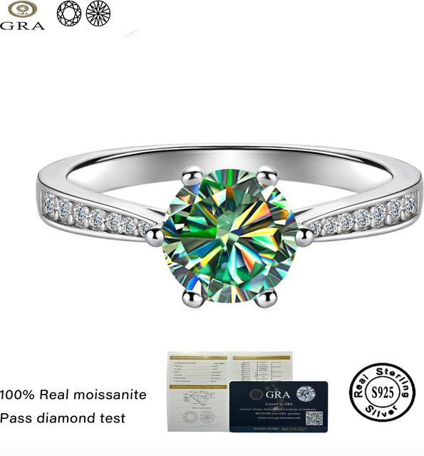 Ring 925 Silber, Moissanit, Diamant, Damen - Bild 1