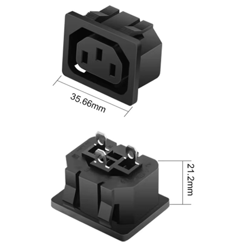 Universelle IEC320C13 C14 AC-Steckdose in Schwarz, 3-Pin 10A 250V Kupfer-Industriesteckdose für PDU, UPS und Panelmodule - Bild 5